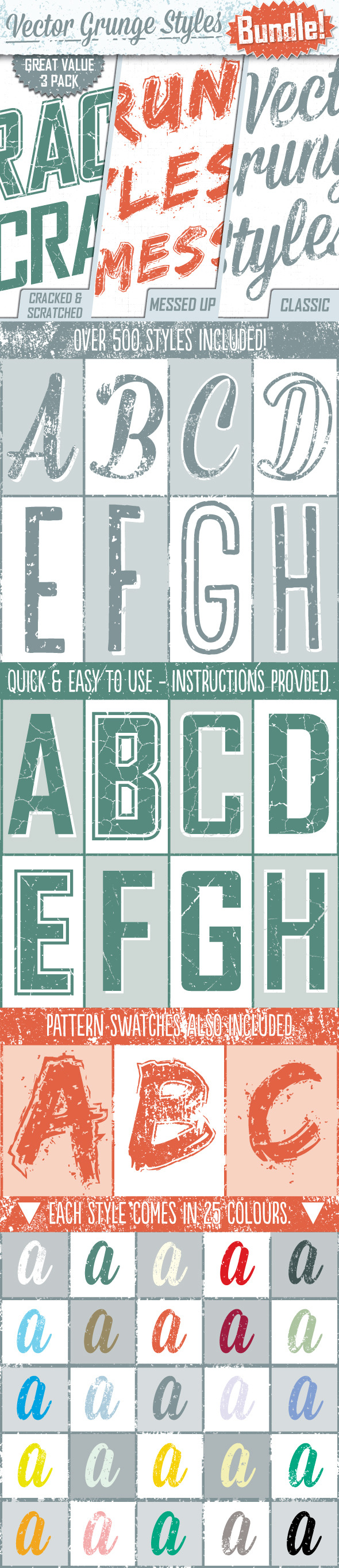 Grunge Text Styles Bundle - Styles Illustrator