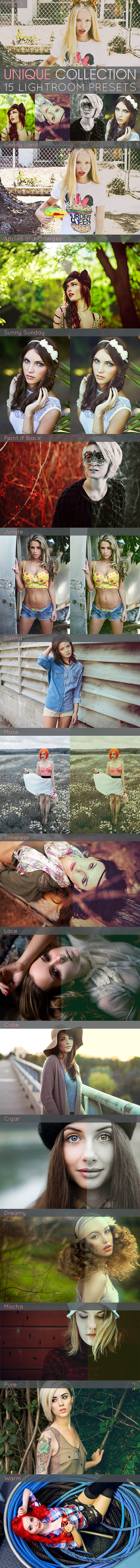15 Unique Lightroom Presets Vol.3 - Portrait Lightroom Presets