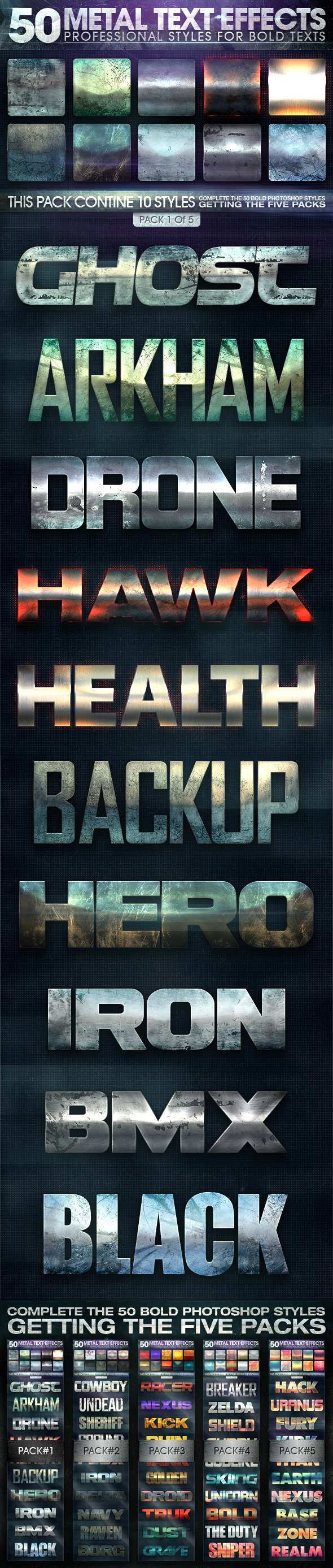 50 Metal Text Effects 1 of 5 - Text Effects Styles