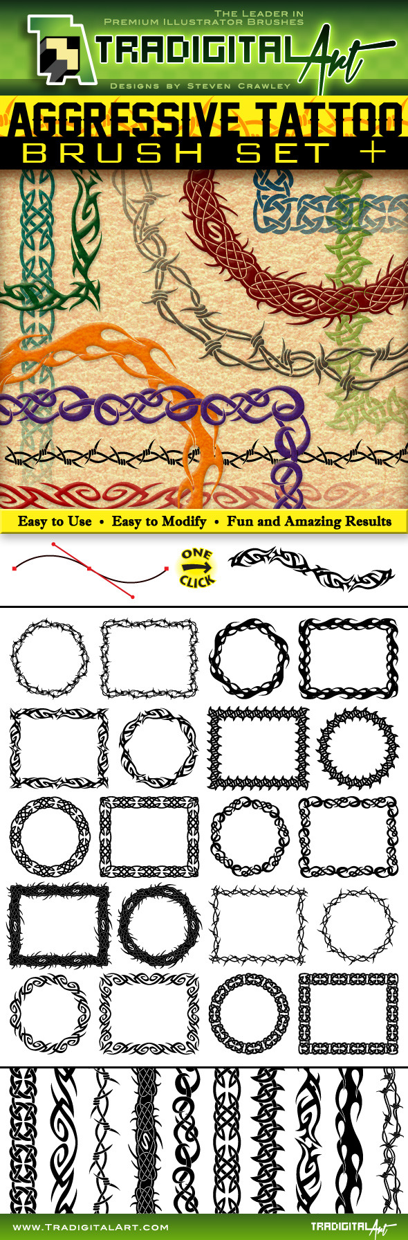 Aggressive Tattoo Brushes & Ready-Made Assets - Artistic Brushes