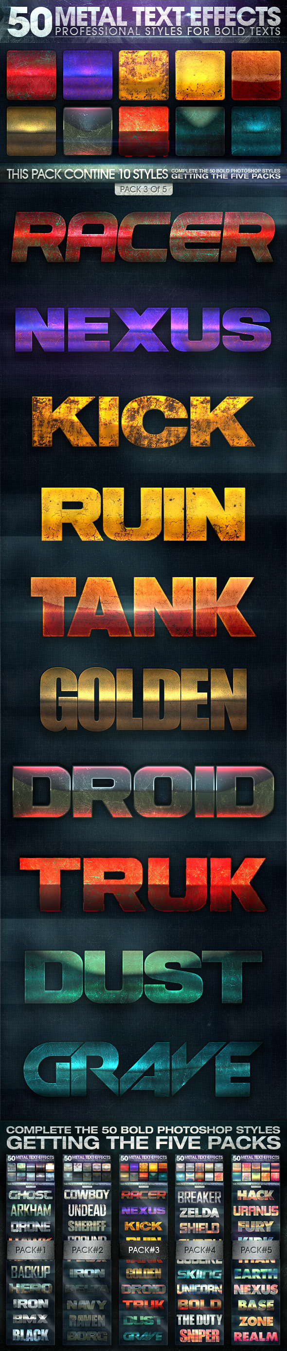 50 Metal Text Effects 3 of 5 - Text Effects Styles