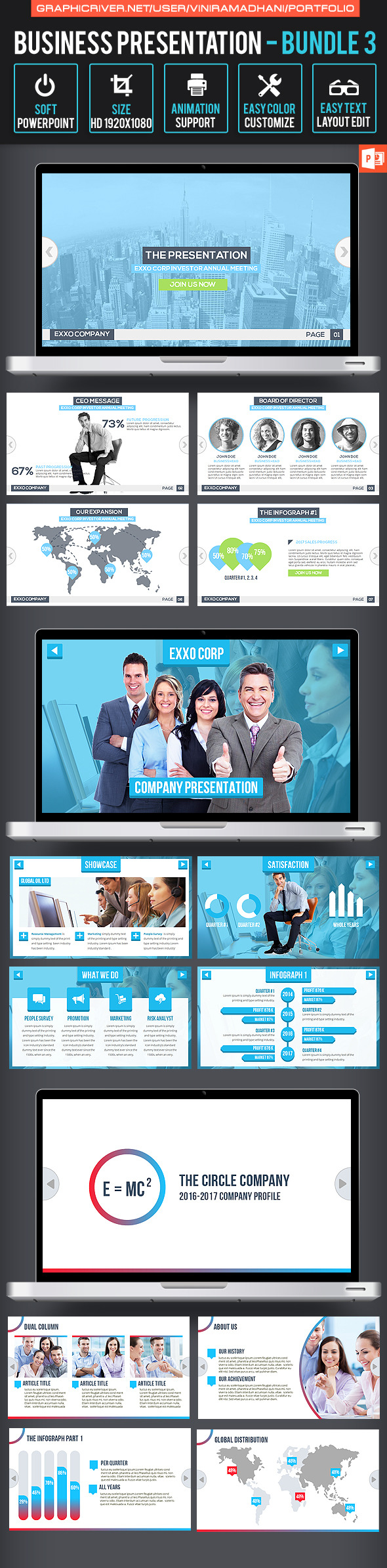 Business Presentation Bundle 3 - Business PowerPoint Templates