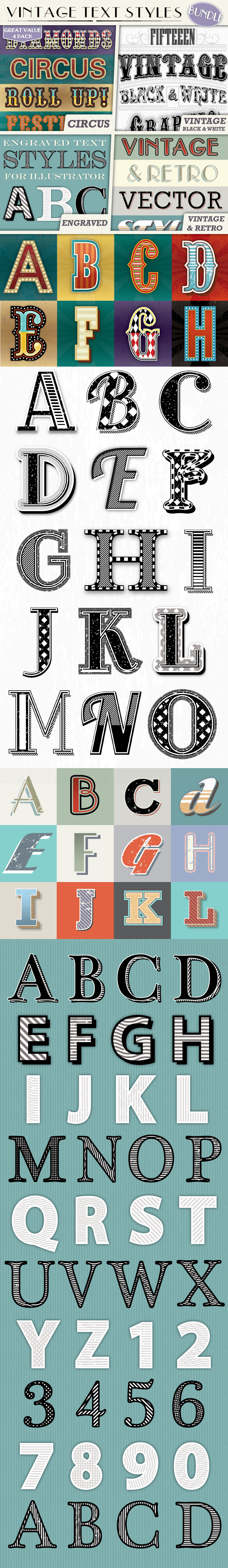 Vintage Text Styles Bundle - Styles Illustrator