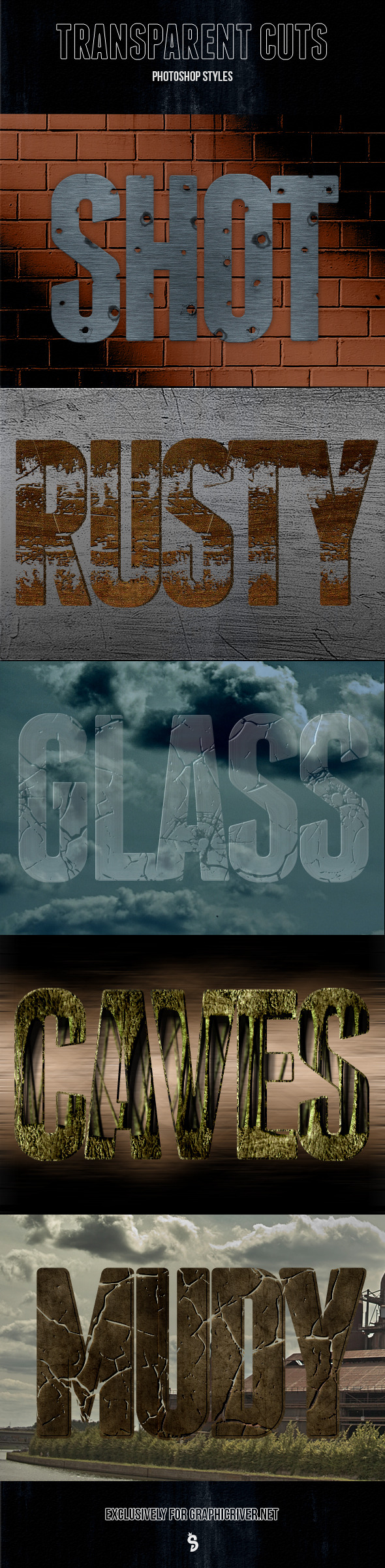 Cutted Transparent Styles - Text Effects Styles