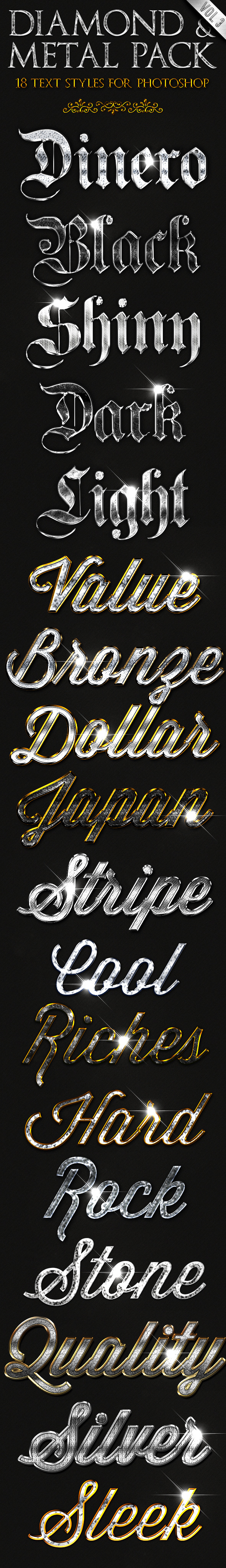 Diamond & Metal 3 - Text Styles - Text Effects Styles