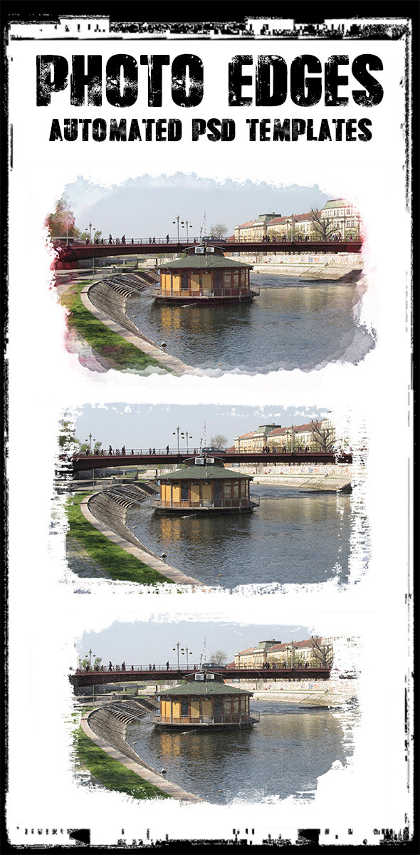 Cool Photo Edges Automated PSD Templates - Actions Photoshop