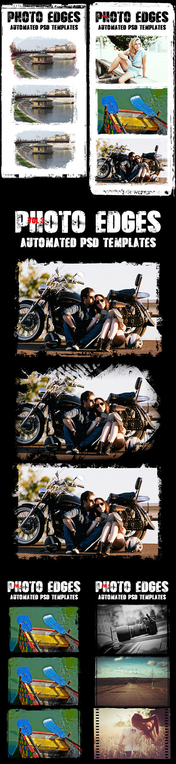 Cool Photo Edges Automated PSD Templates Bundle - Actions Photoshop