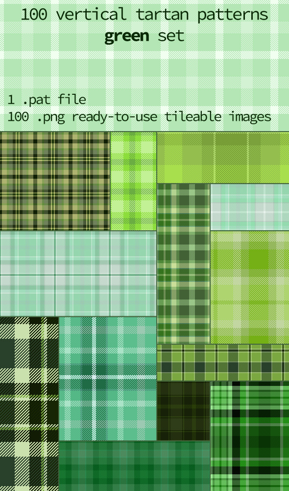 Tartan Pattern Collection - Vertical Green set - Textures / Fills / Patterns Photoshop