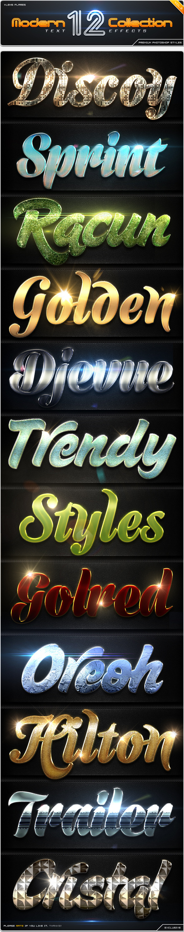12 Modern Collection Text Effect Styles Vol.2 - Text Effects Styles