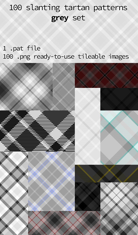 Tartan Pattern Collection - Slanting Grey Set - Textures / Fills / Patterns Photoshop