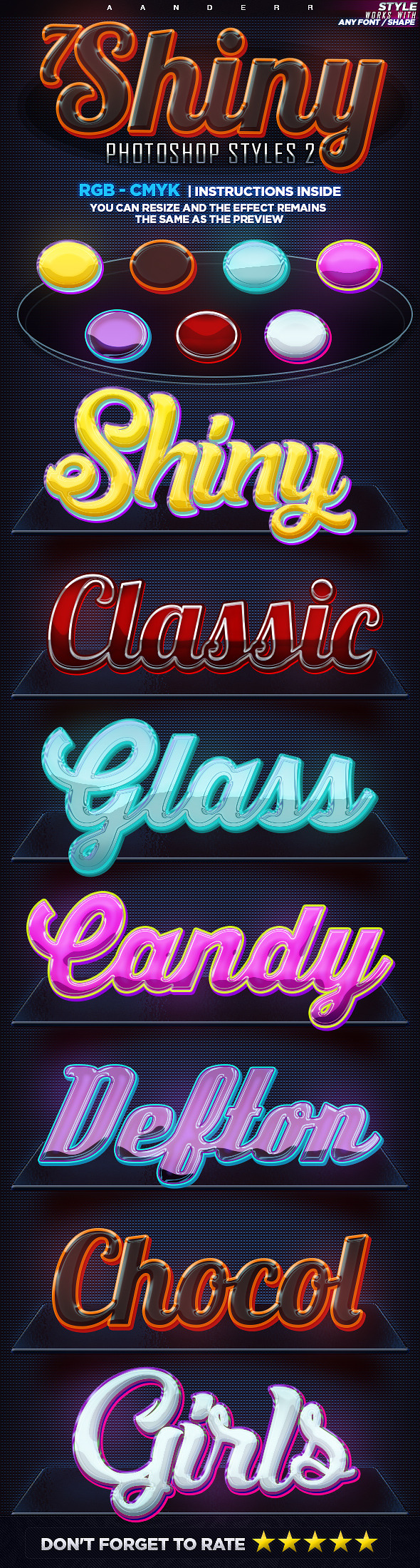 7 Shiny Photoshop Styles 2 - Text Effects Styles