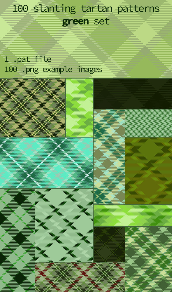Tartan Pattern Collection - Slanting Green set - Textures / Fills / Patterns Photoshop
