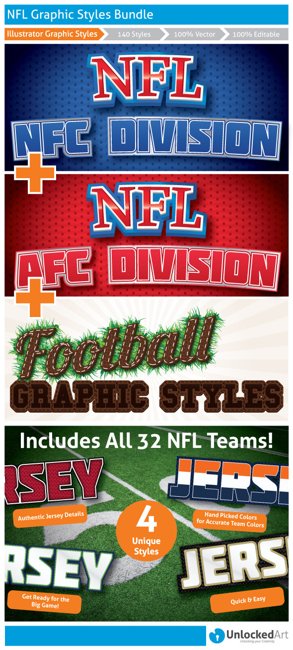 NFL Graphic Styles Bundle - Styles Illustrator