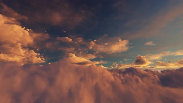 Fly Above Clouds Sunset 4K