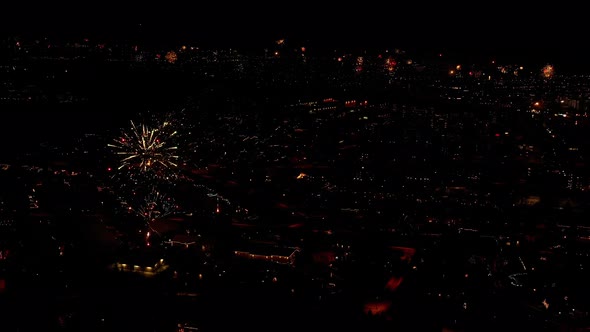 Fireworks Over The City In Iceland During The Annual Celebration Of New Years Eve alt
