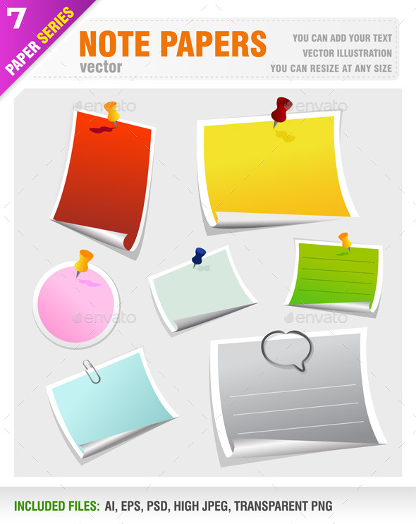 Note Papers - Web Elements Vectors