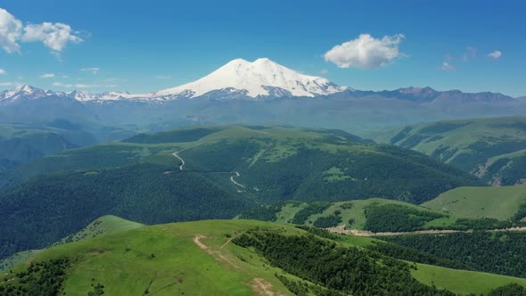 Mount Elbrus and Hills Caucasus Mountains alt