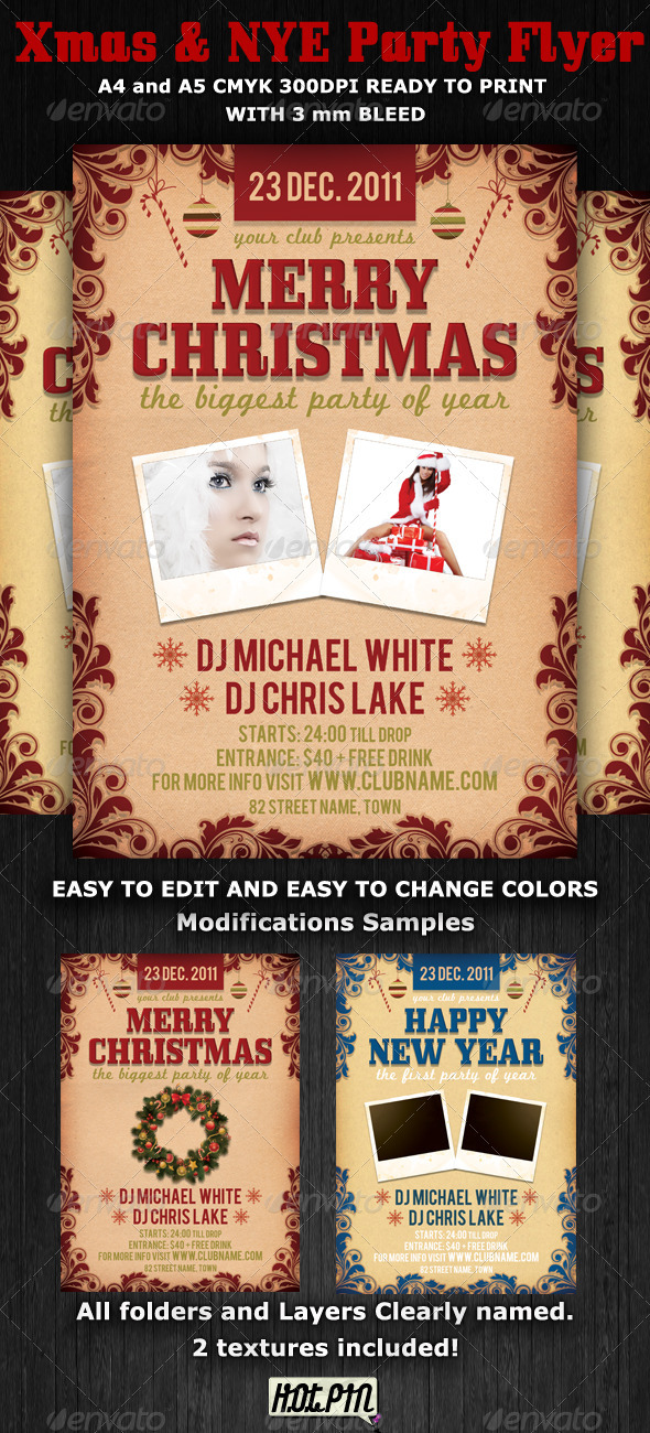 Christmas and Nye Party Flyer Template - Clubs & Parties Events