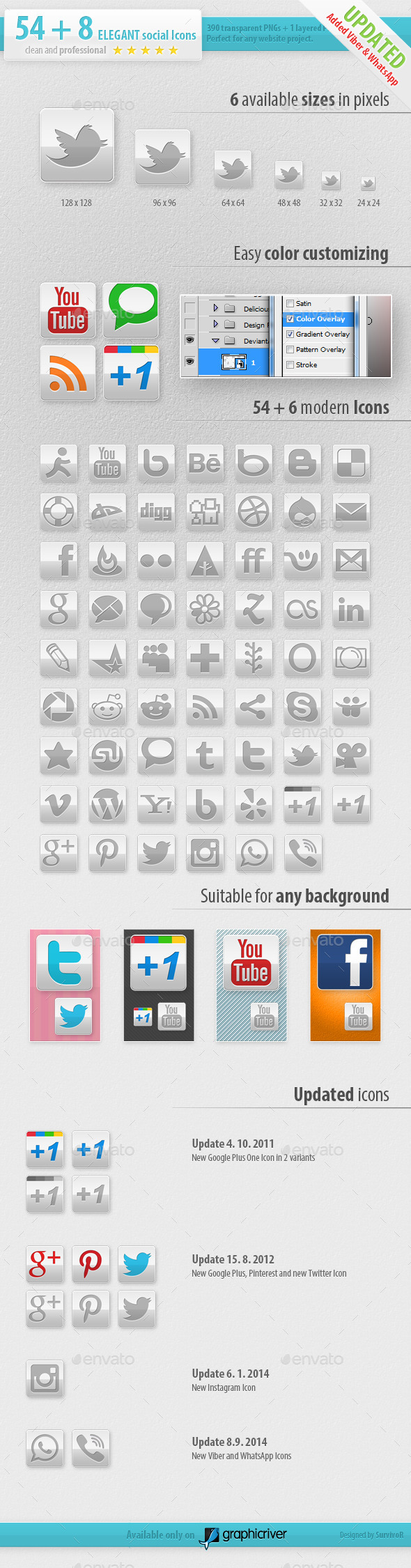 54 Social Media Icons - Elegant Edition - Media Icons