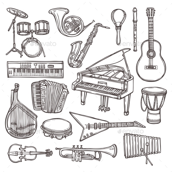 Learn How to Draw Guitar for Kids Musical Instruments Step by Step   Drawing Tutorials