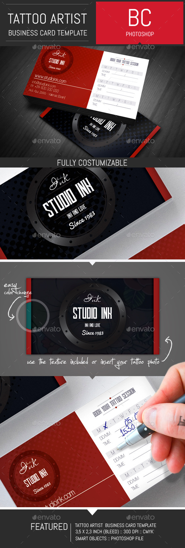 Tattoo Artist Business Card Template by DogmaDesign GraphicRiver