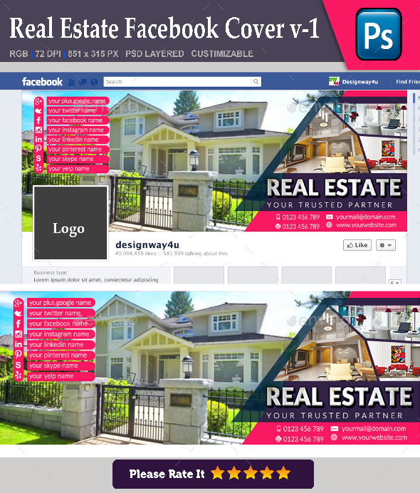 Real Estate Facebook Cover v1 by designway4u GraphicRiver