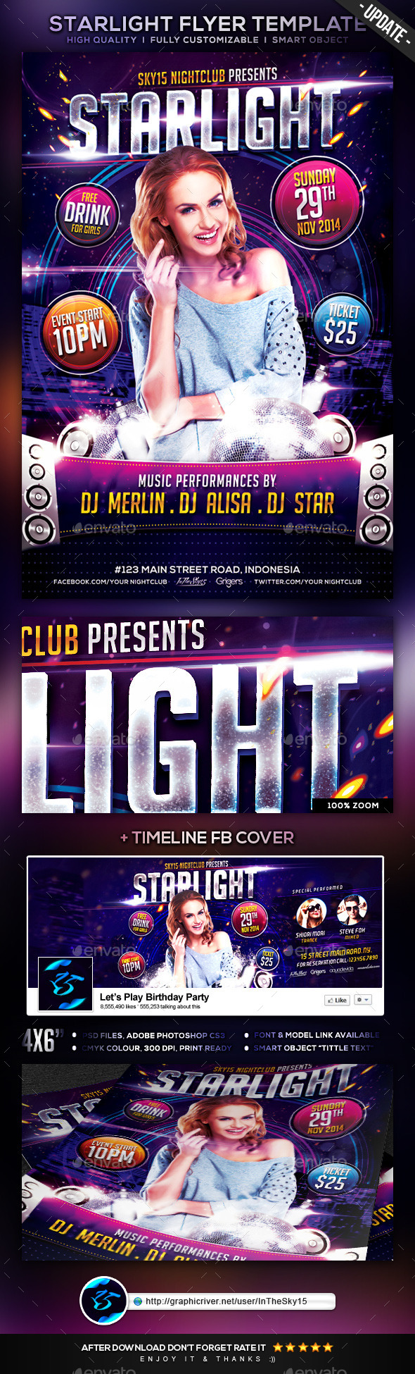 Starlight Flyer Template - Clubs & Parties Events