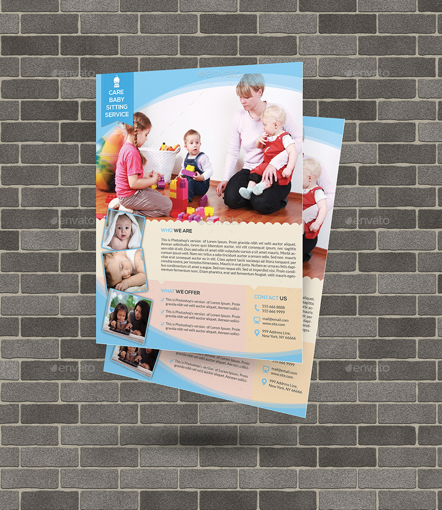 Babysitting \u0026 Daycare Flyer Template, Print Templates | GraphicRiver, image size:900x1038