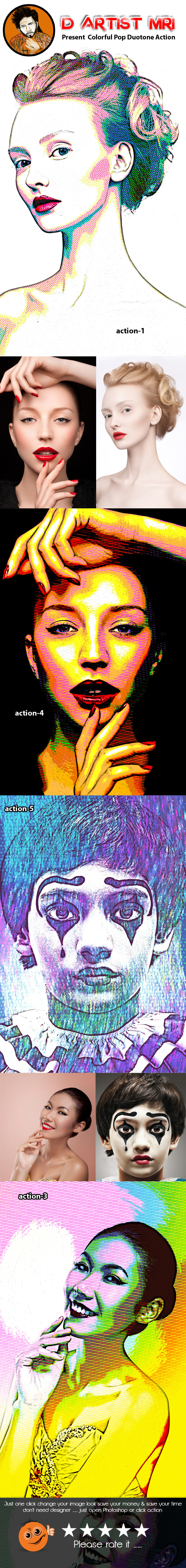 Colorful Pop Duotone Action - Actions Photoshop