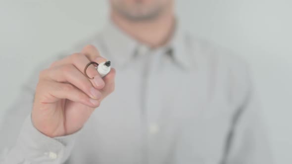 Break The Rules Man Writing on Transparent Screen alt