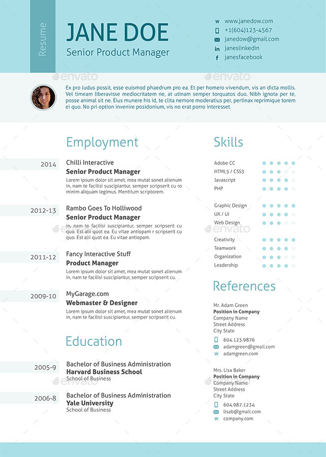 Stylish Clean Resume by Ofrika | GraphicRiver