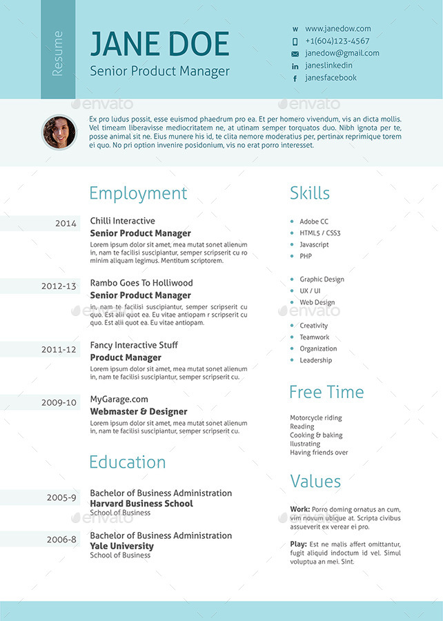 Stylish Clean Resume, Print Templates | GraphicRiver