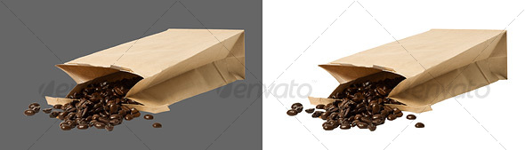 Coffee Beans in brown paper bag