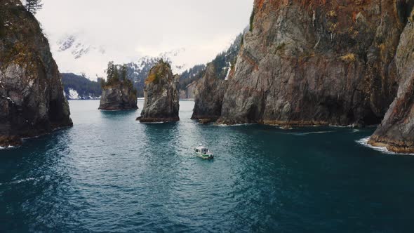 Fishing Boat along Arctic Coastline