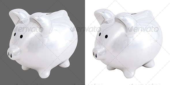 Chrome Piggy Bank - Home & Office Isolated Objects