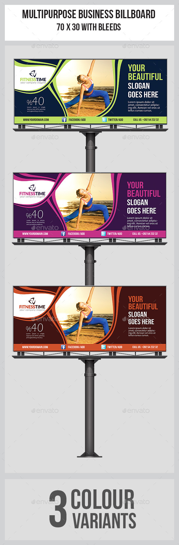 Fitness Billboard Template - Signage Print Templates