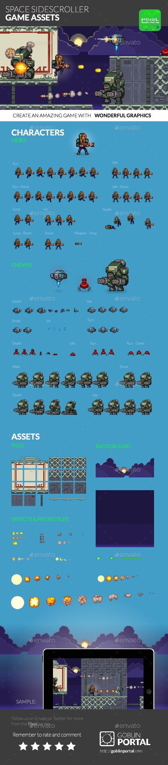 Space Sidescroller Game Assets - Game Kits Game Assets