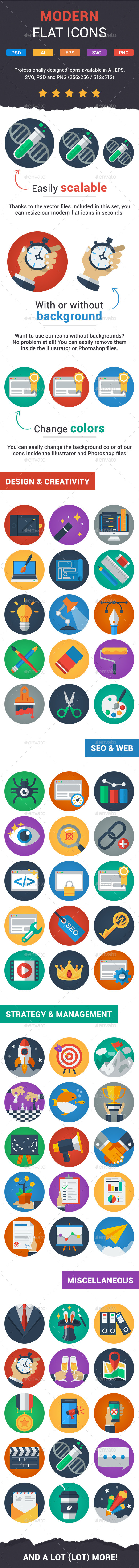 95 Modern Flat Icons - Icons