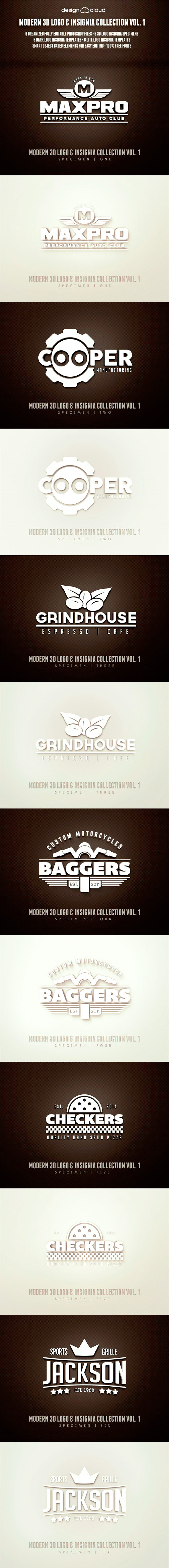 Modern 3D Logo, Insignia & Badge Templates Vol. 1 - Text Effects Styles