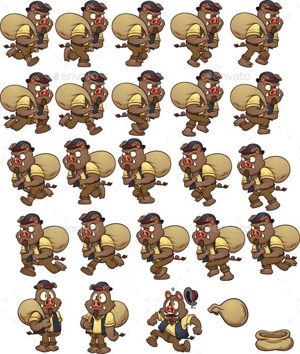 Wild Boar Sprites - Sprites Game Assets