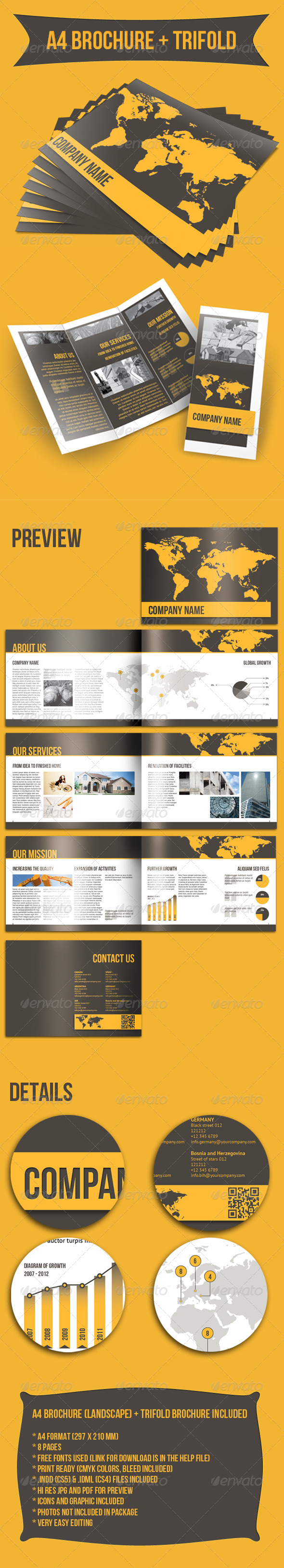 A4 Brochure + Trifold Brochure - Corporate Brochures