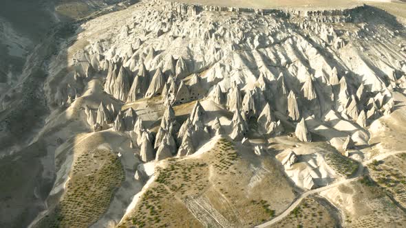 Selime Cathedral From Turkey View From Air During Sunset