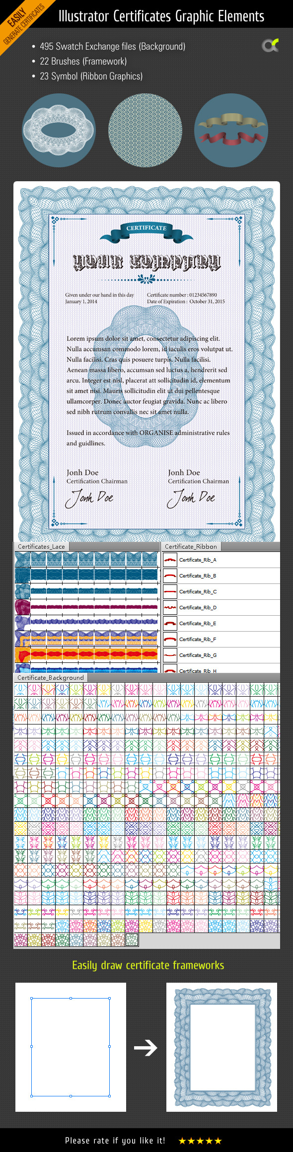 Illustrator Certificates Graphic Elements - Illustrator Add-ons