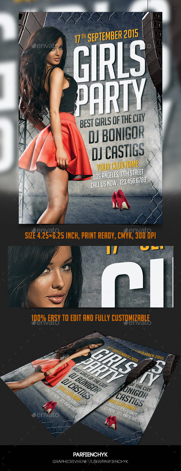 Girls Party Flyer Template - Clubs & Parties Events