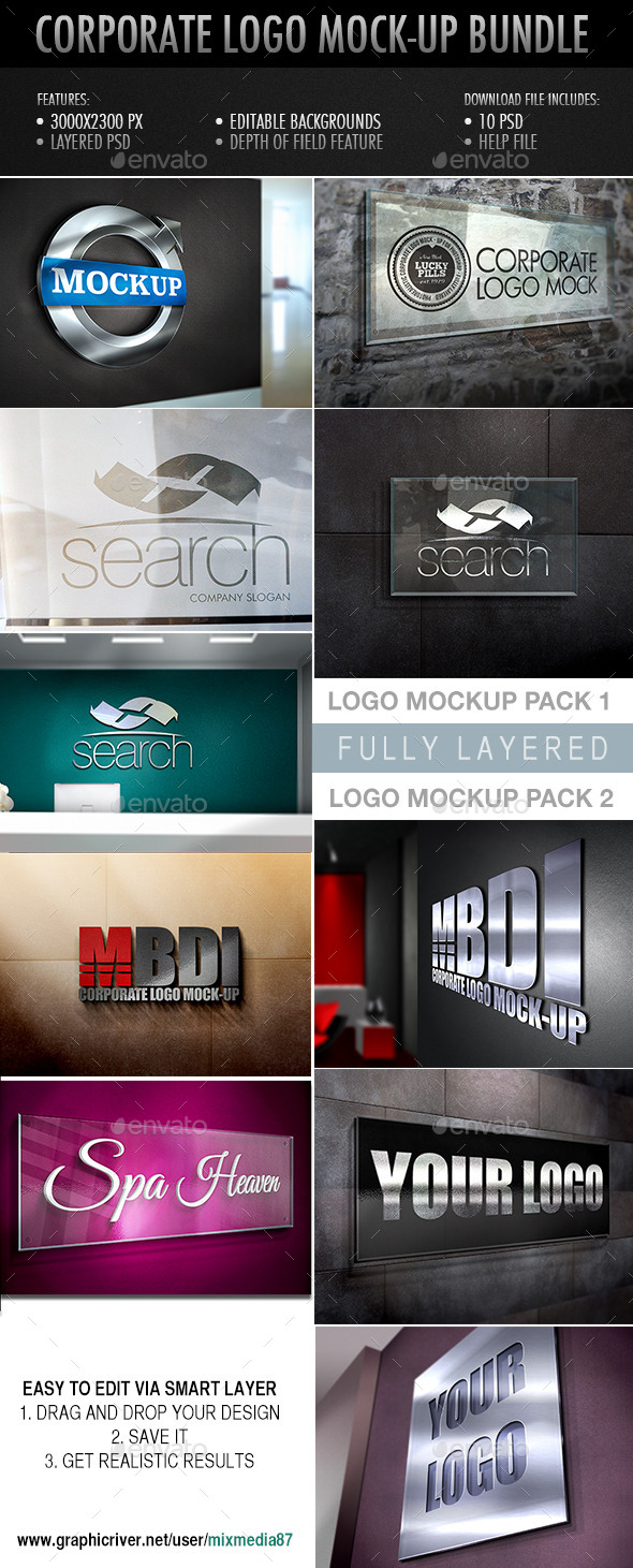 Download Corporate Logo Mockup Bundle By Mixmedia87 Graphicriver PSD Mockup Templates