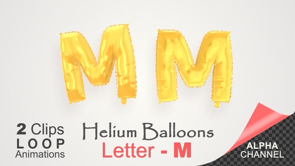 Helium Gold Balloons With Letter – M