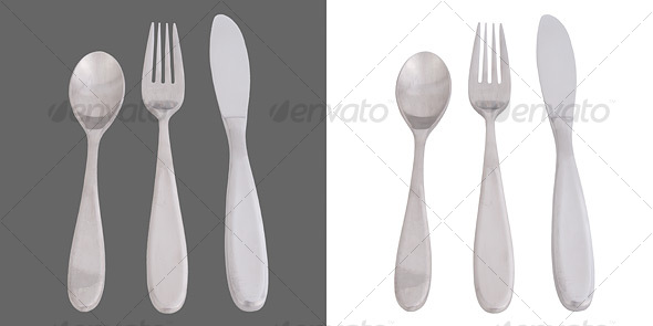 Cutlery: Fork, Knife, Spoon - Home & Office Isolated Objects