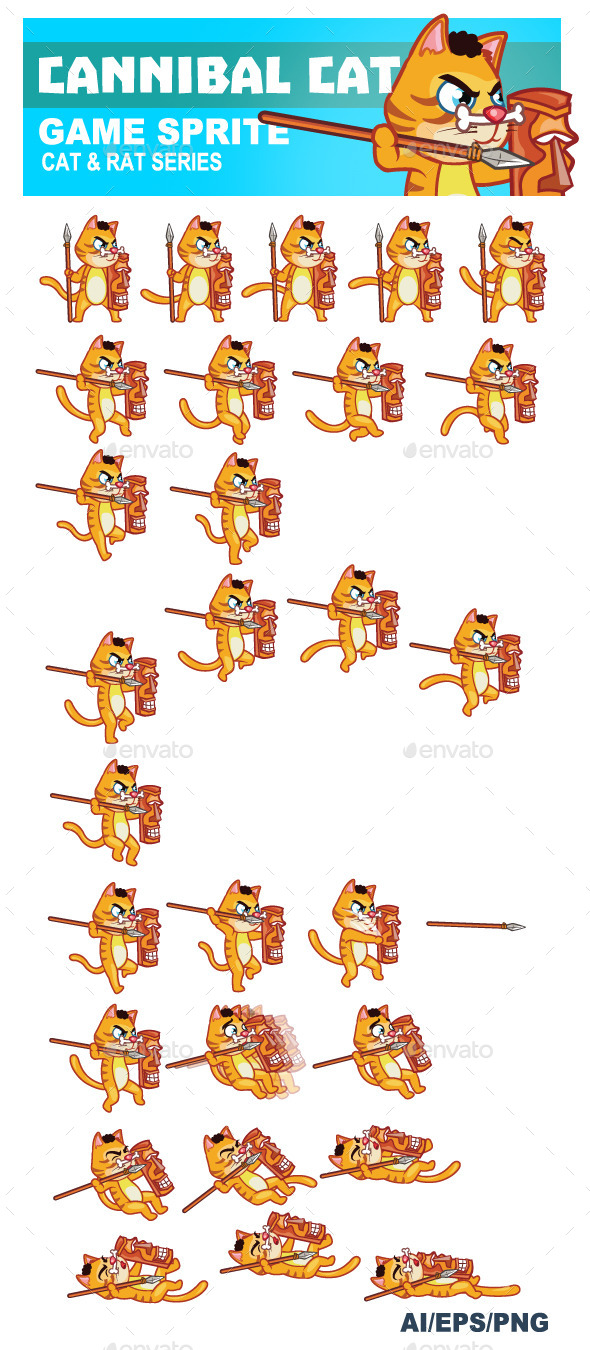 Cannibal Cat Game Sprite - Sprites Game Assets