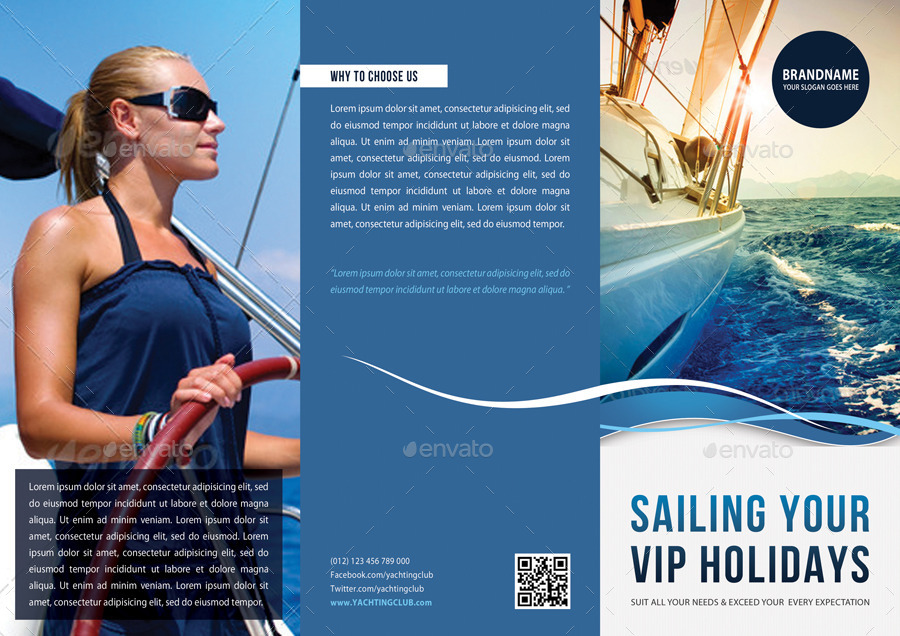 3 in 1 Sailing Travel Trifold Brochure Bundle, Print Templates ...