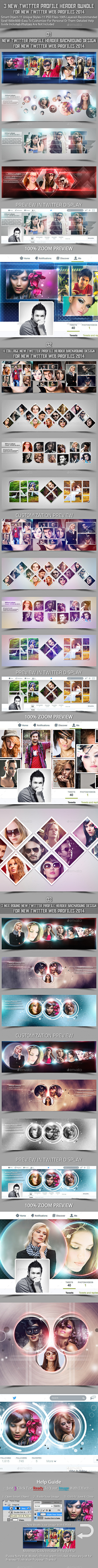 3 New Twitter Profile Header Bundle - Twitter Social Media